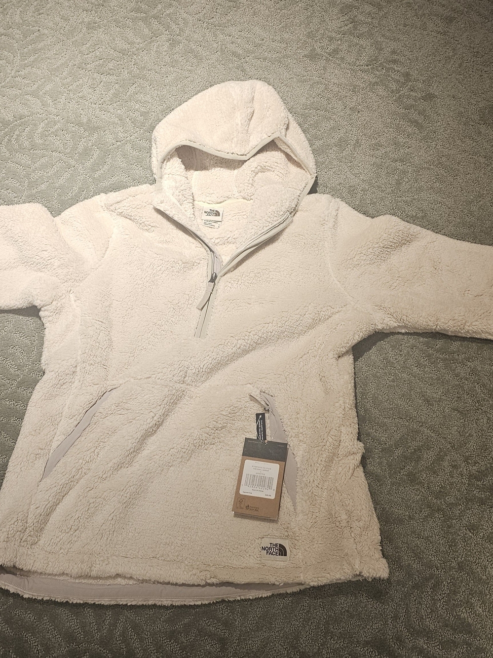 The North Face Cream Sherpa Hooded Pullover